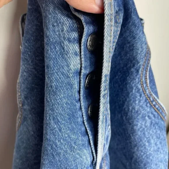 Levi’s Ribcage Shorts Blue Raw Hem Button Fly Cut Off Size 31 - Picture 6 of 8